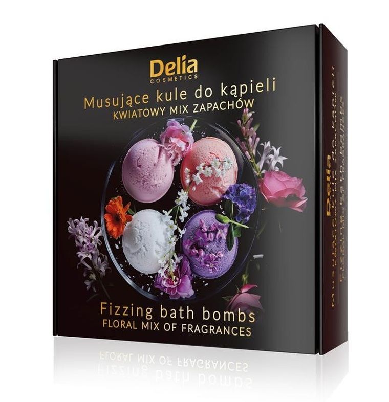 Delia Cosmetics, musujące kule do kąpieli, kwiatowy zapach, 4-100g