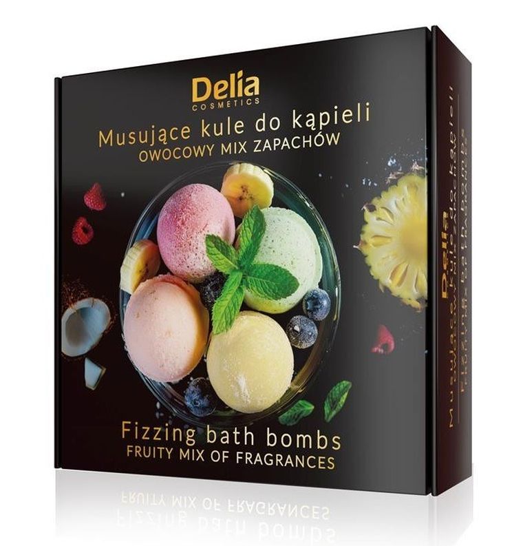 Delia Cosmetics, musujące kule do kąpieli, owocowy zapach, 4-100g