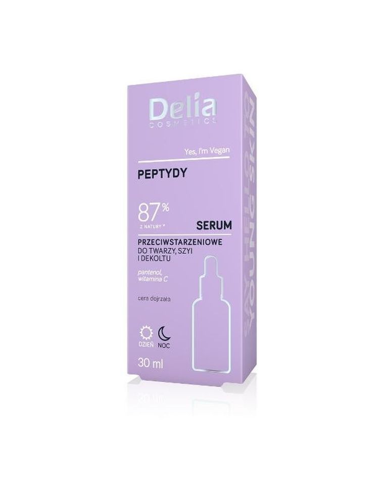 Delia Cosmetics, peptydy, serum przeciwstarzeniowe do twarzy, szyi i dekoltu na dzień i noc, 30 ml