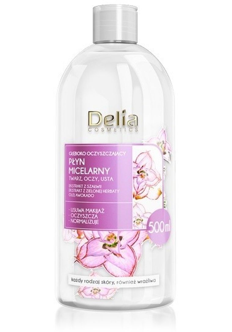 Delia Cosmetics, płyn micelarny oczyszczający, każdy rodzaj cery, 500 ml