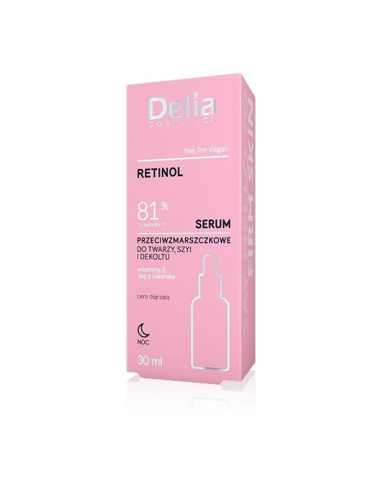 Delia Cosmetics, Retinol, serum przeciwzmarszczkowe do twarzy, szyi i dekoltu na noc, 30 ml
