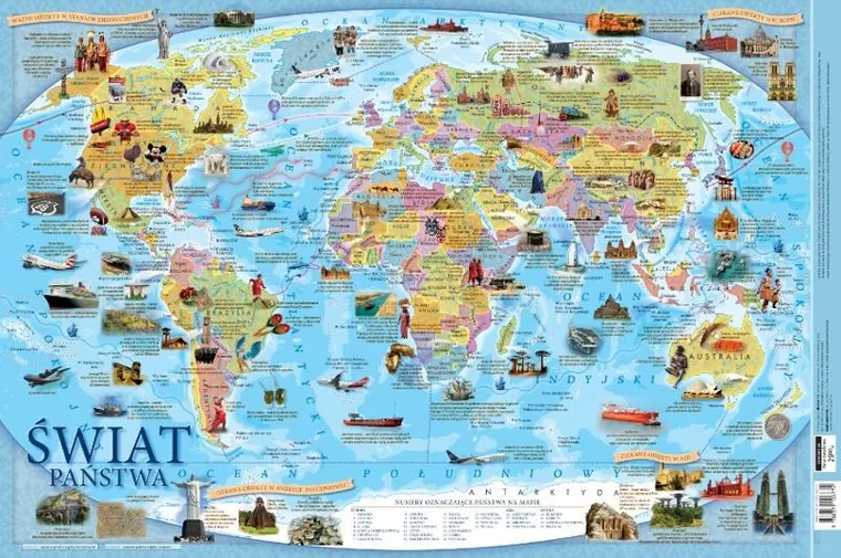 Demart Pap, podkładka na biurko, mata, państwa świata