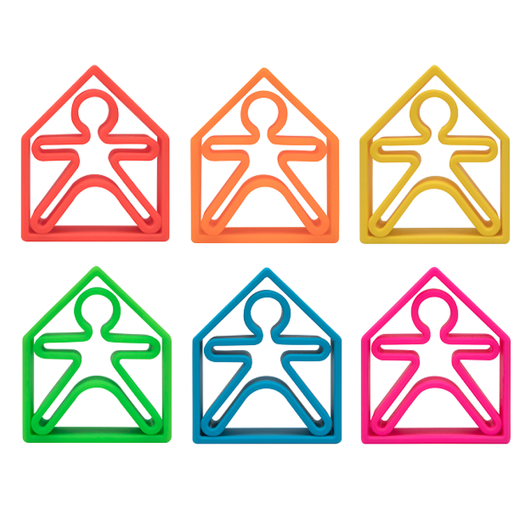 Dena, 6 ludzików, 6 domków, zestaw klocków silikonowych