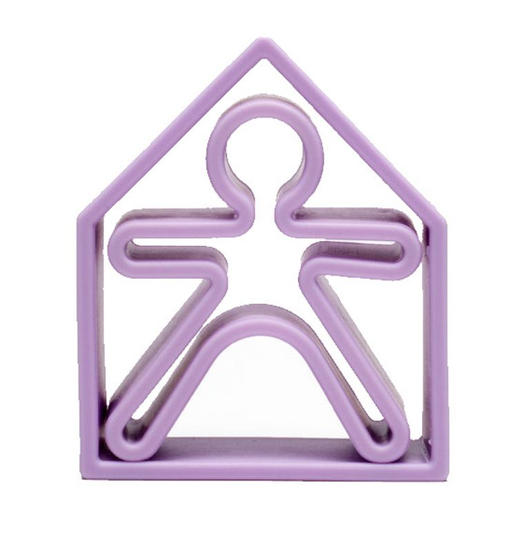 Dena, ludzik i domek, klocki silikonowe, violet pastel