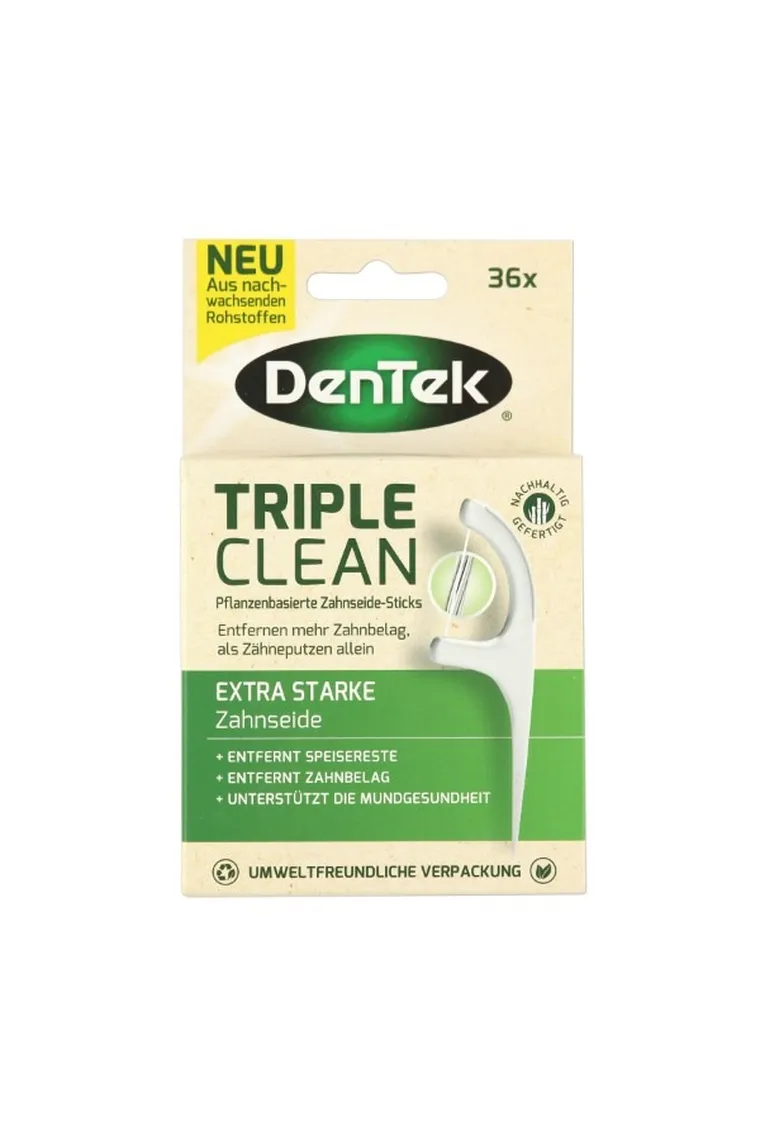DenTek, Eco Triple Clean, niciowykałaczki, flossery, ekologiczne wykałaczki stomatologiczne z nicią dentystyczną, 36 szt.