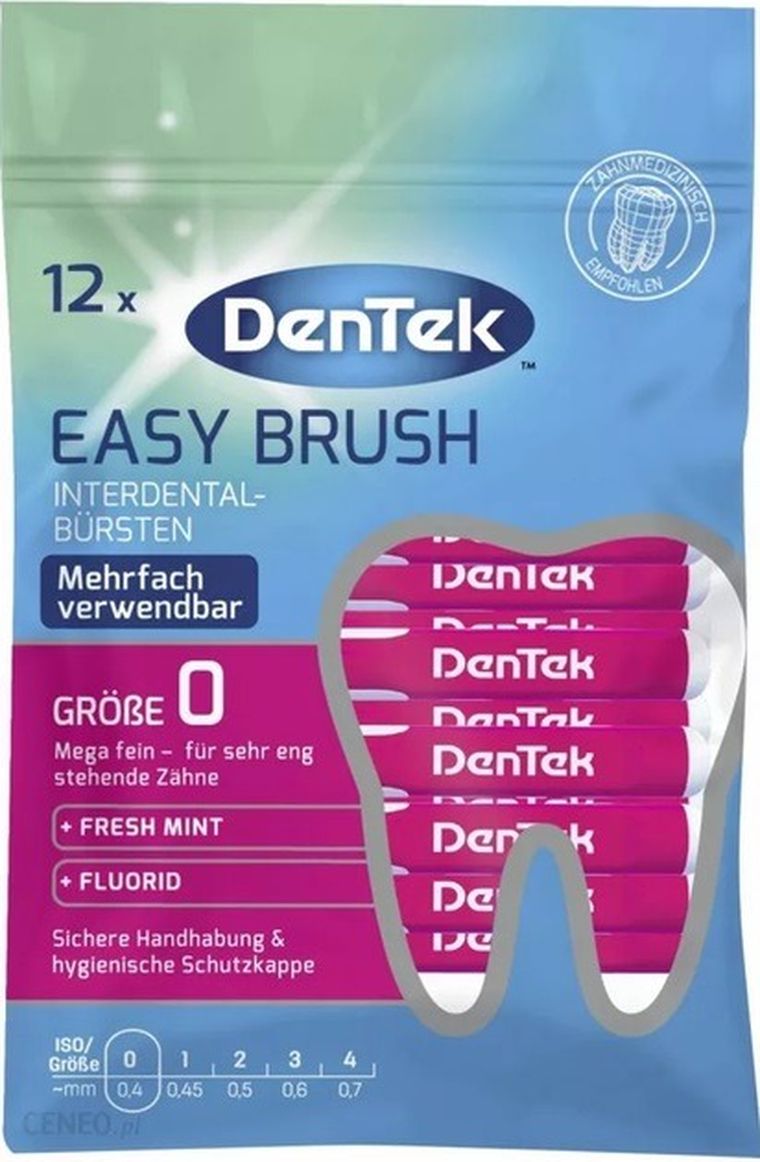 DenTek, szczoteczki międzyzębowe Easy Brush, ISO 0, 0.4 mm, 12 szt.