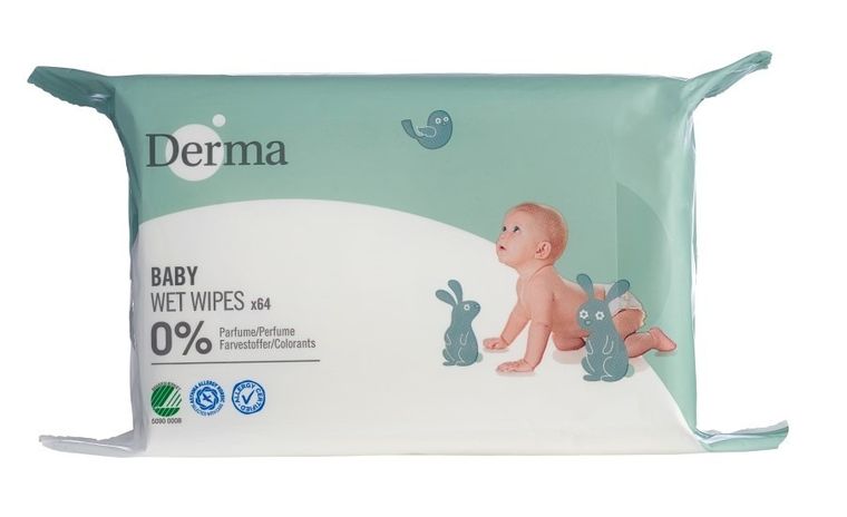 Derma, Baby, chusteczki nawilżane, 64 szt.