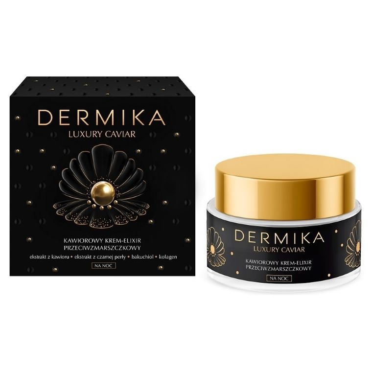 Dermika, Luxury Caviar, kawiorowy krem-elixir przeciwzmarszczkowy na noc, 50 ml