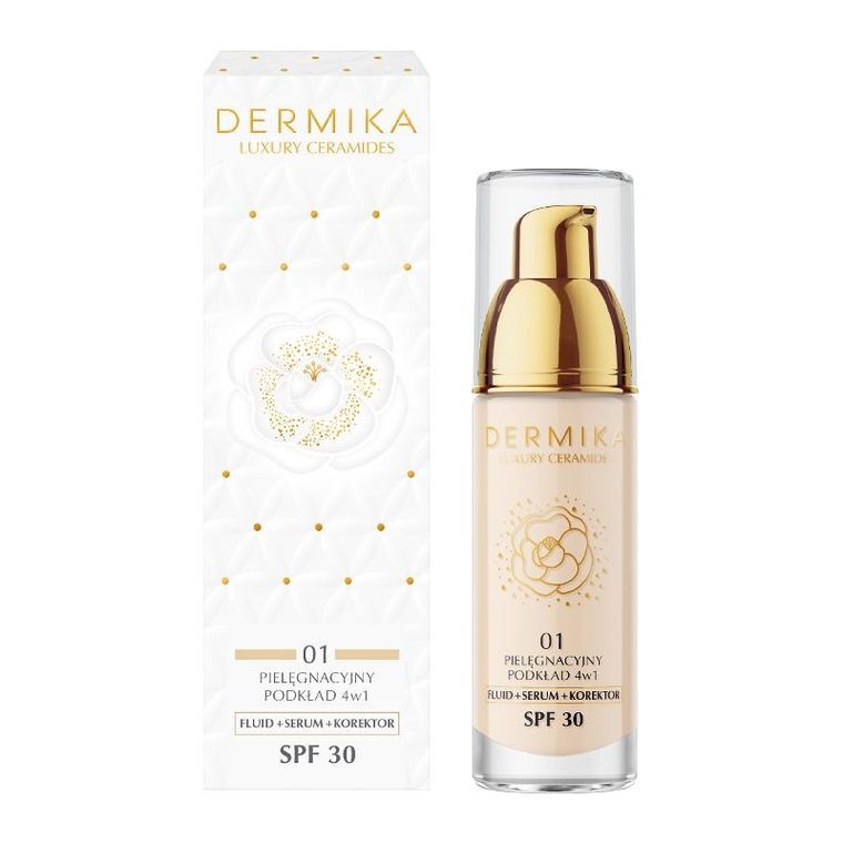 Dermika, Luxury Ceramides, podkład pielęgnacyjny 4w1, SPF30, odcień 01, 30 ml