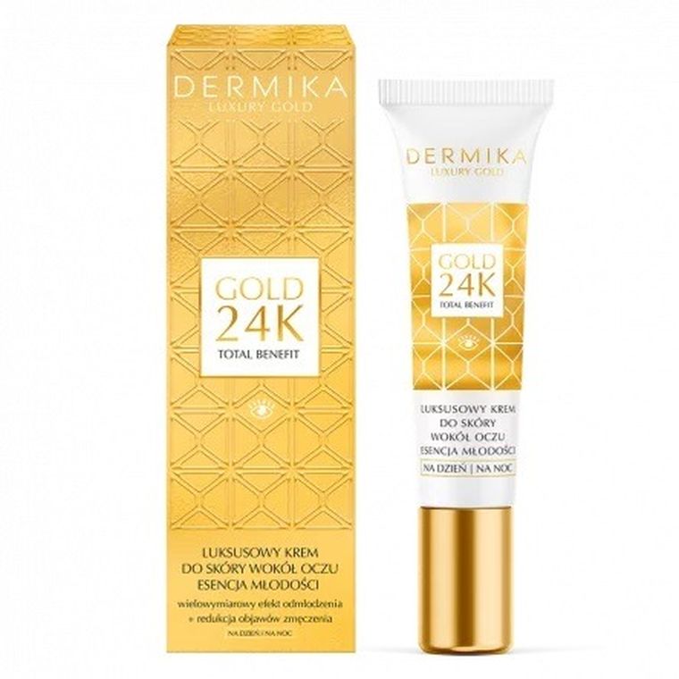 Dermika, Luxury Gold 24K Total Benefit, luksusowy krem do skóry wokół oczu, Esencja młodości, 15 ml