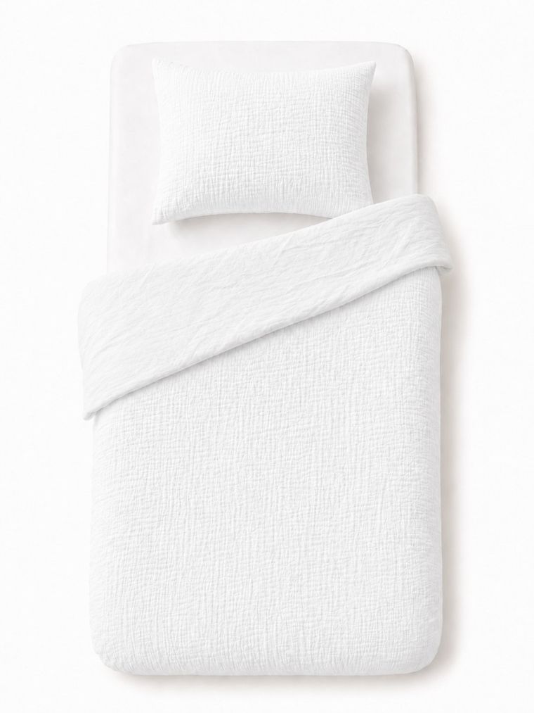 Detexpol, 2-częściowy komplet dwustronnej pościeli, muślin, biały, 100-135 cm