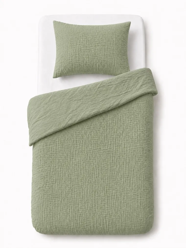 Detexpol, 2-częściowy komplet dwustronnej pościeli, muślin, mięta, 100-135 cm