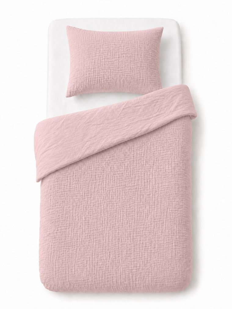 Detexpol, 2-częściowy komplet dwustronnej pościeli, muślin, różowy, 100-135 cm