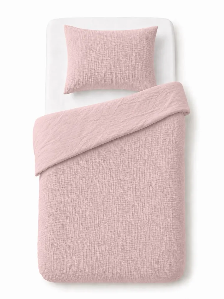 Detexpol, 2-częściowy komplet dwustronnej pościeli, muślin, różowy, 90-120 cm