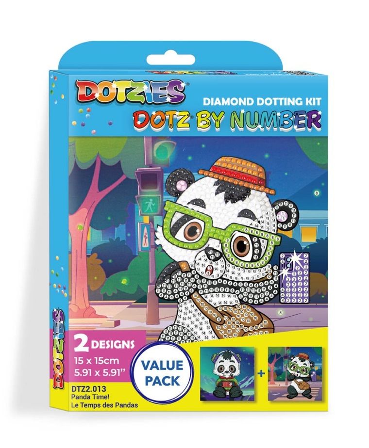 Diamond Dotz by number, diamentowa mozaika, Panda time, 2 obrazki