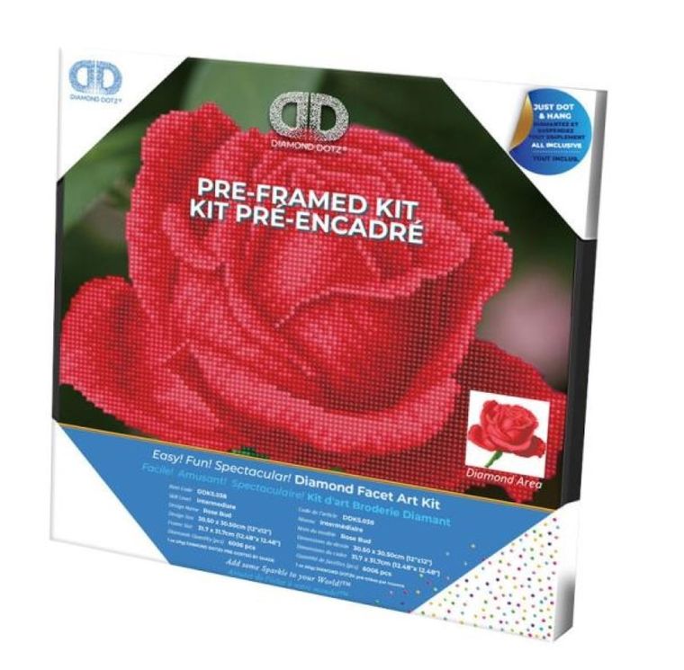 Diamond Dotz, diamentowa mozaika, Czerwona róża, 33-33 cm