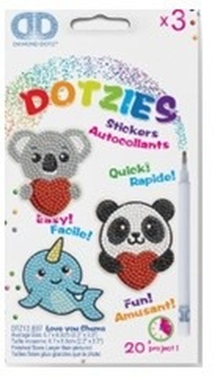 Diamond Dotz, diamentowa mozaika, Love You Chums, naklejki, 3 szt.