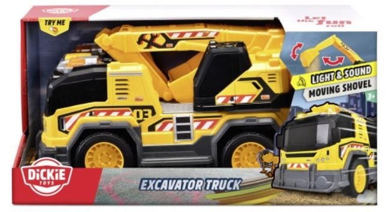Dickie, ciężarówko-koparka, pojazd budowlany, światło i dźwięk, 30 cm
