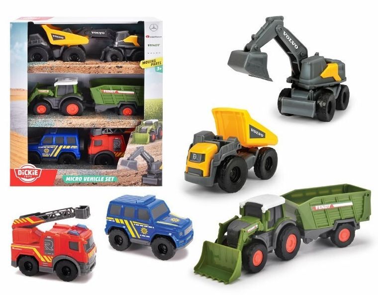 Dickie, City, zestaw pojazdów, 8 cm, 6 szt.
