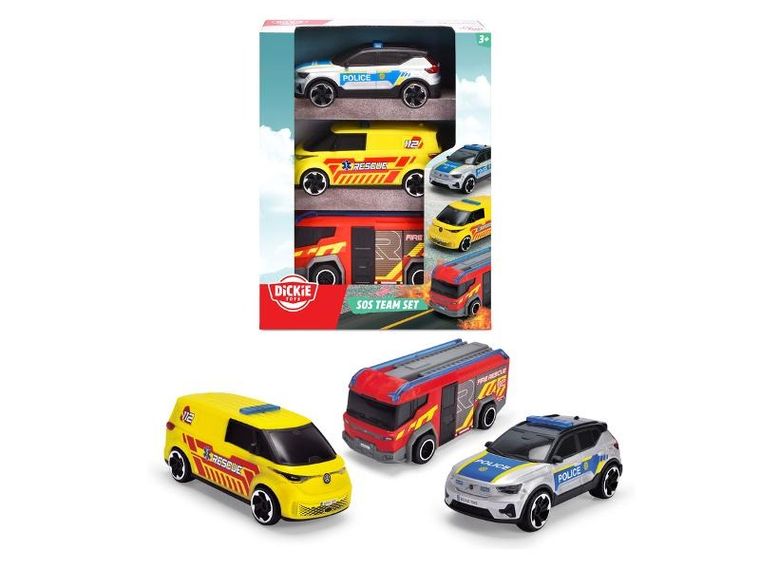 Dickie, SOS, zestaw pojazdów ratunkowych, 15,5 cm, 3 szt.