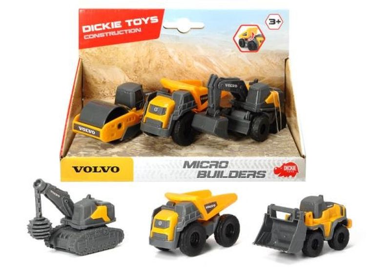 Dickie, Volvo, pojazdy budowlane, zestaw, 3 szt.