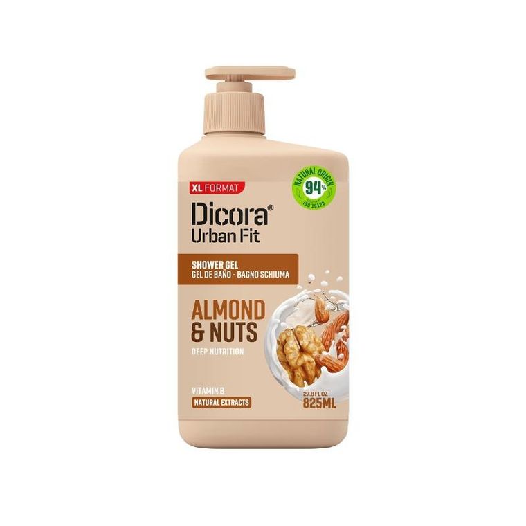 Dicora, Urban Fit, żel pod prysznic, migdały i orzechy włoskie, 825 ml