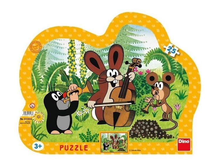 Dino, Krecik, Orkiestra przyjaciół, puzzle ramkowe, 25 elementów