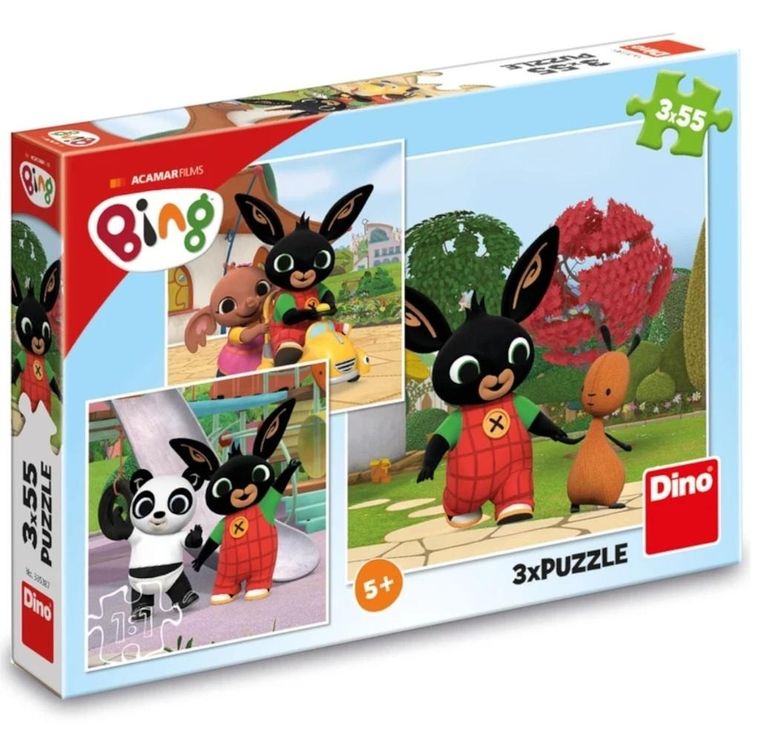 Dino, Królik Bing, puzzle, 3-55 elementów