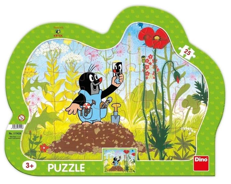 Dino Toys, Krecik i spodenki, puzzle ramkowe, 25 elementów