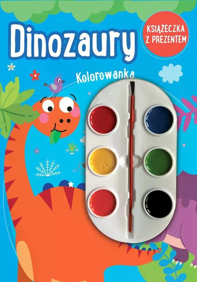 Dinozaury. Kolorowanka + farbki