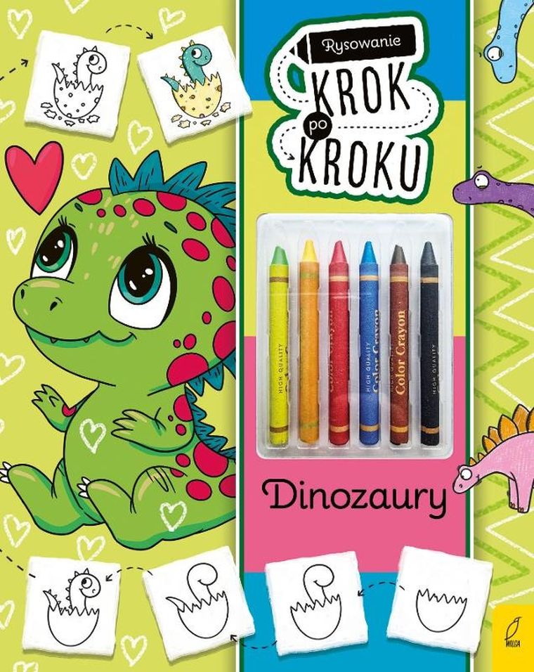 Dinozaury. Rysowanie krok po kroku z kredkami