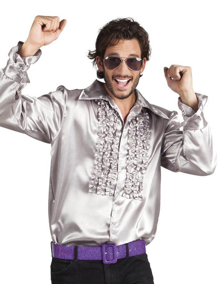 Disco, koszula, strój, srebrna, XL