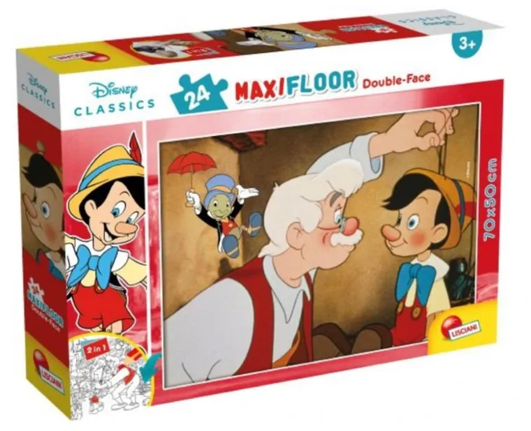 Disney, puzzle podłogowe maxi, dwustronne, 24 elementy, 70-50 cm