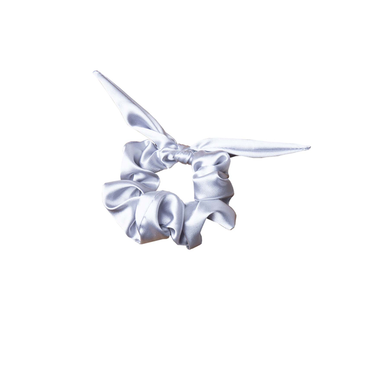 Dkaren, satynowa gumka do włosów, srebrna