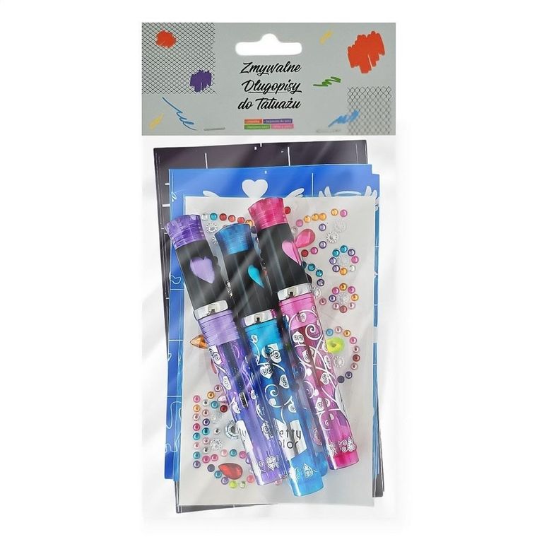 Długopisy do tatuażu, zmywalne, 3 szt.
