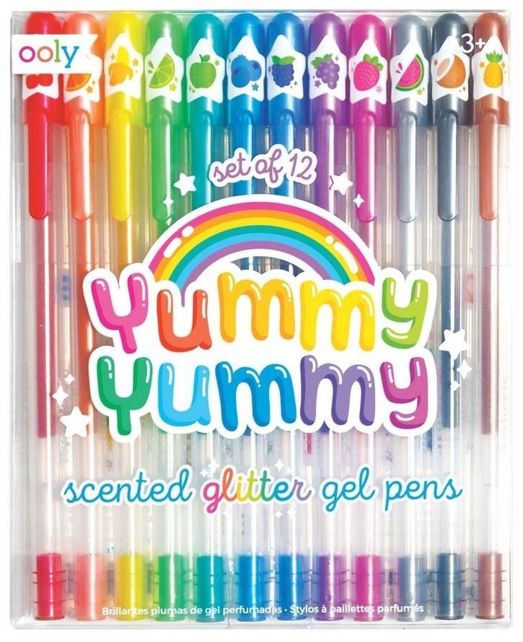 Długopisy pachnące, żelowe z brokatem