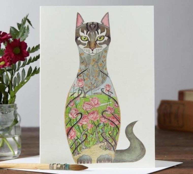 DM Collection, karnet B6 z kopertą, Kot z różami