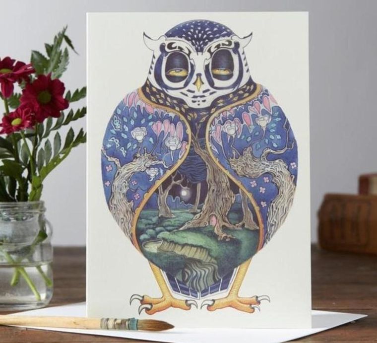 DM Collection, karnet B6 z kopertą, Niebieska sowa