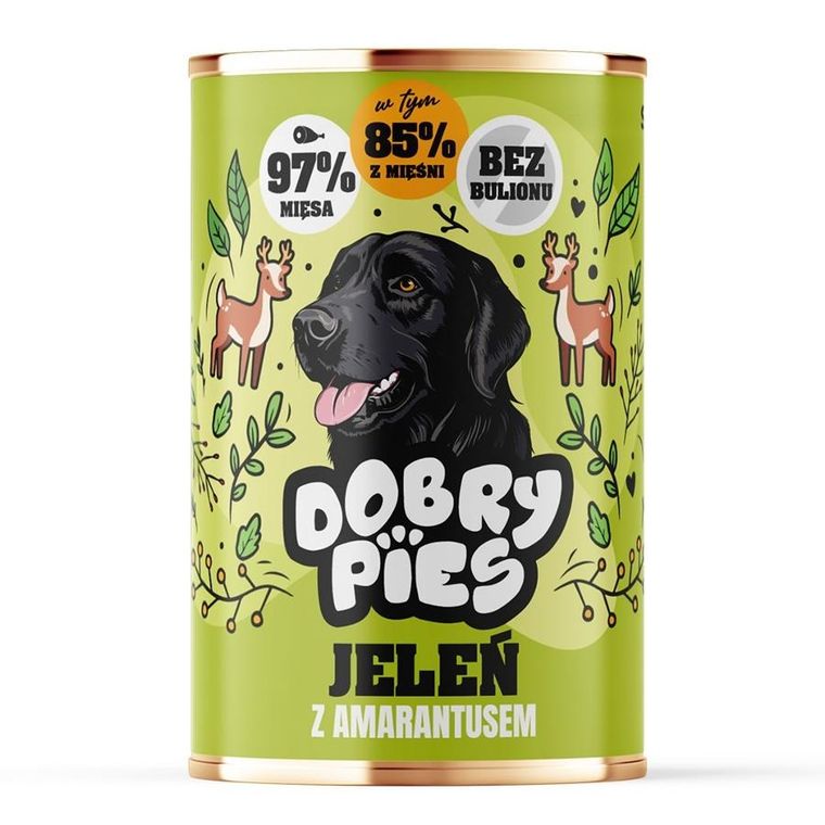 Dobry Pies, jeleń z amarantusem, mokra karma dla psa, 400g