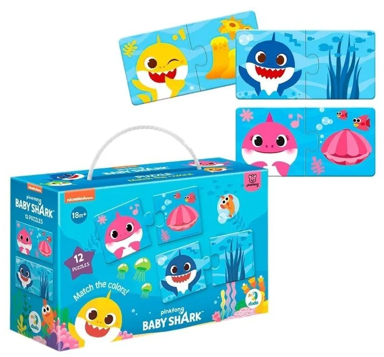 Dodo, Baby Shark, Dopasuj kolory, puzzle, 24 elementy
