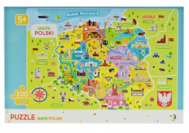Dodo, Mapa Polski, puzzle, 100 elementów