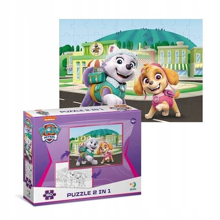 Dodo, Psi Patrol, puzzle 2w1, 60 elementów
