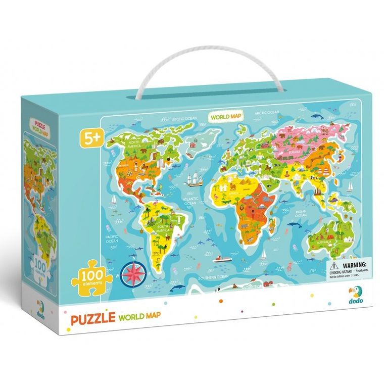 Dodo, puzzle, Mapa Świata, 100 elementów