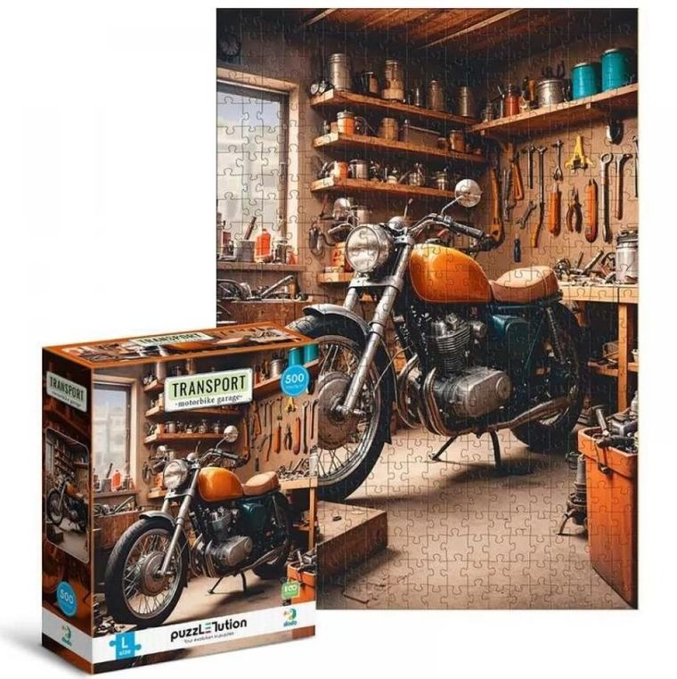 Dodo, Transport, Motocykl w garażu, puzzle, 500 elementów
