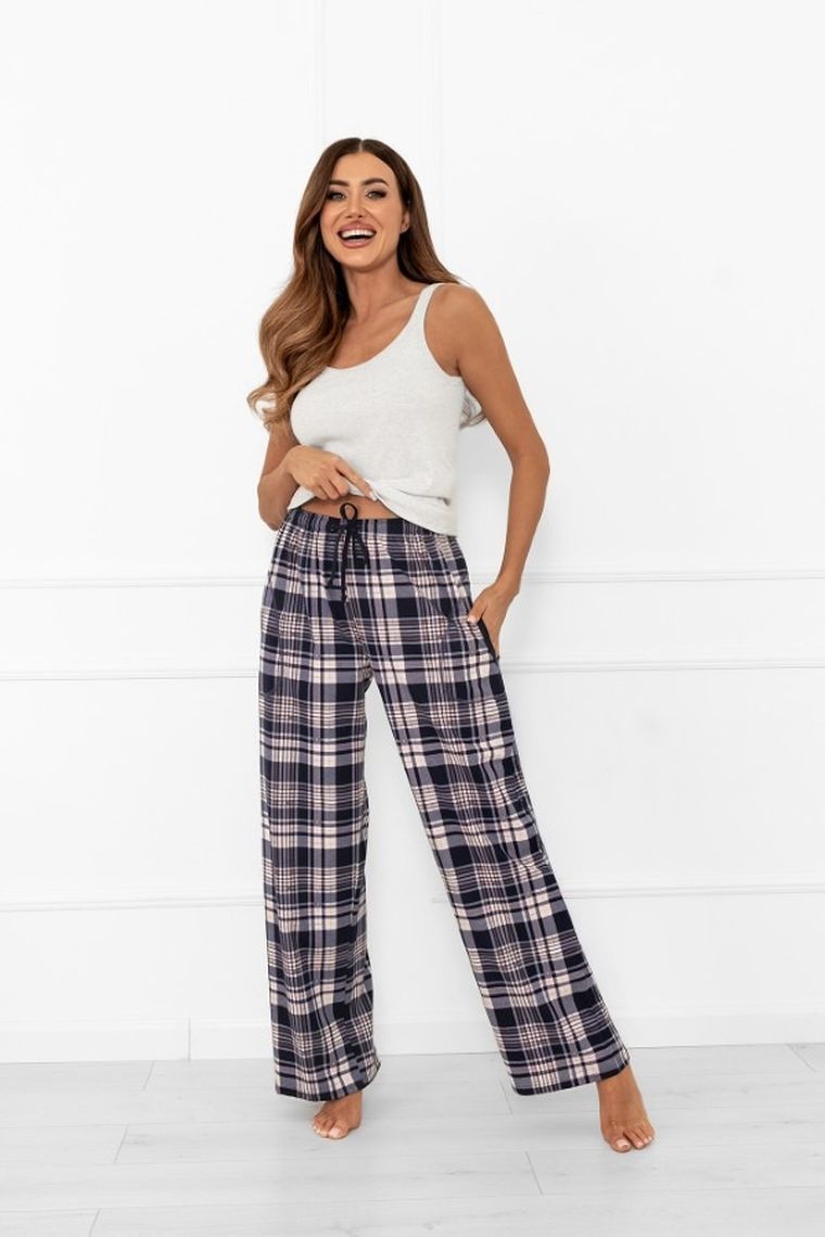 Dół od piżamy damski, granatowy, Italian Fashion