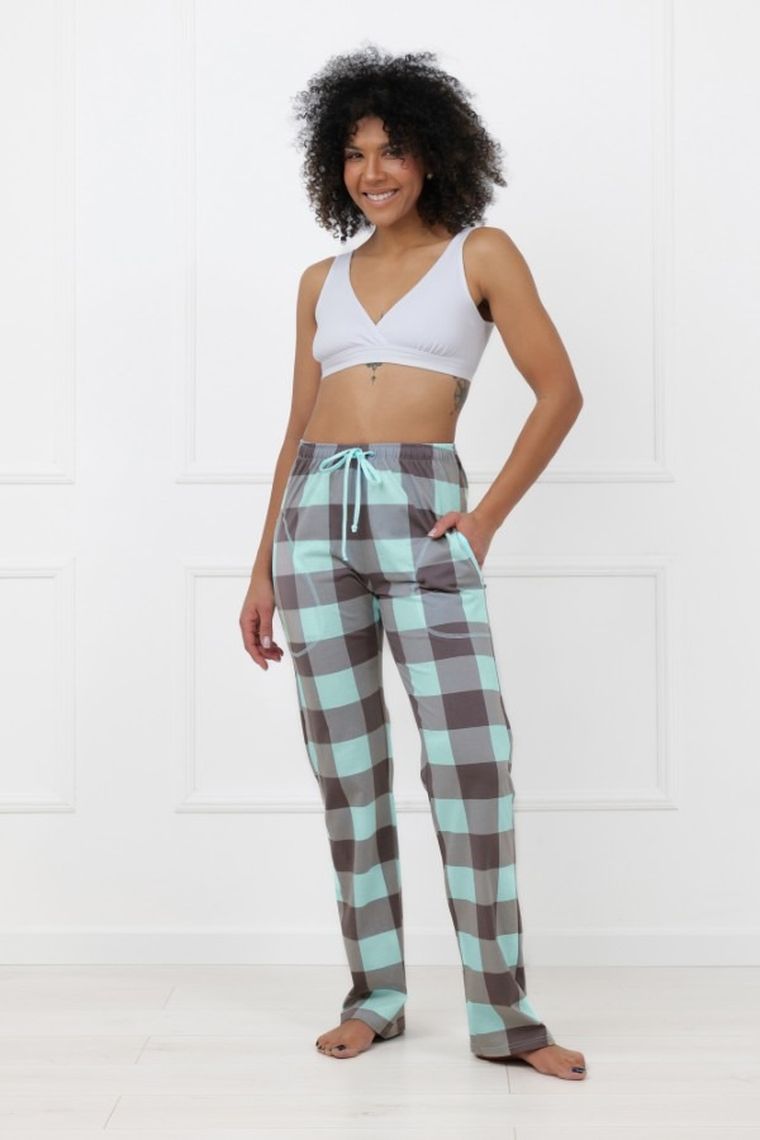 Dół od piżamy damski, niebieski, Sandra, Italian Fashion