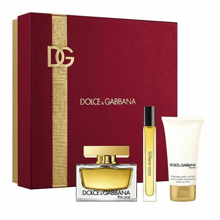 Dolce & Gabbana, The One Woman, zestaw: woda perfumowana spray, 75 ml + balsam do ciała, 50 ml + woda perfumowana spray, 10 ml
