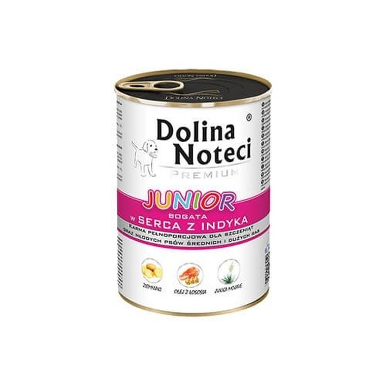 Dolina Noteci, Junior, karma mokra dla psa, bogata w serca z indyka, 400g