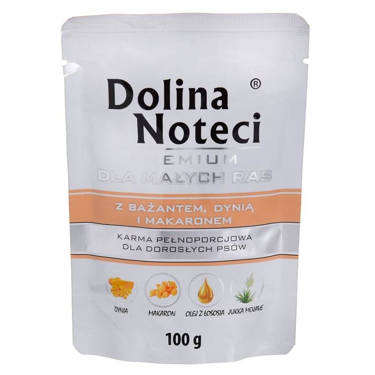 Dolina Noteci, karma mokra dla psa, małe rasy z bażantem, dynią i makaronem, 100 g