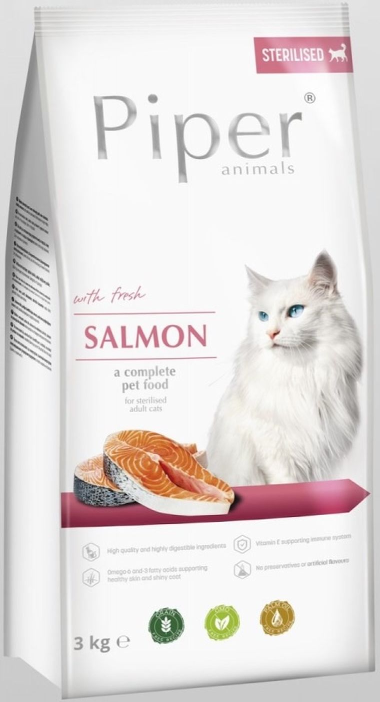 Dolina Noteci, Piper Animals, Sterilised, sucha karma dla dorosłych kotów, łosoś, 3 kg
